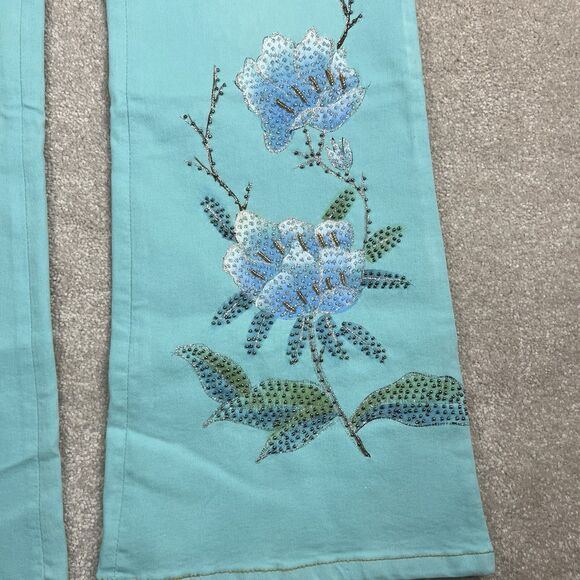 Jacaranda woman’s size 9 jeans Nwt beaded floral details studded bootcut - Picture 2 of 11